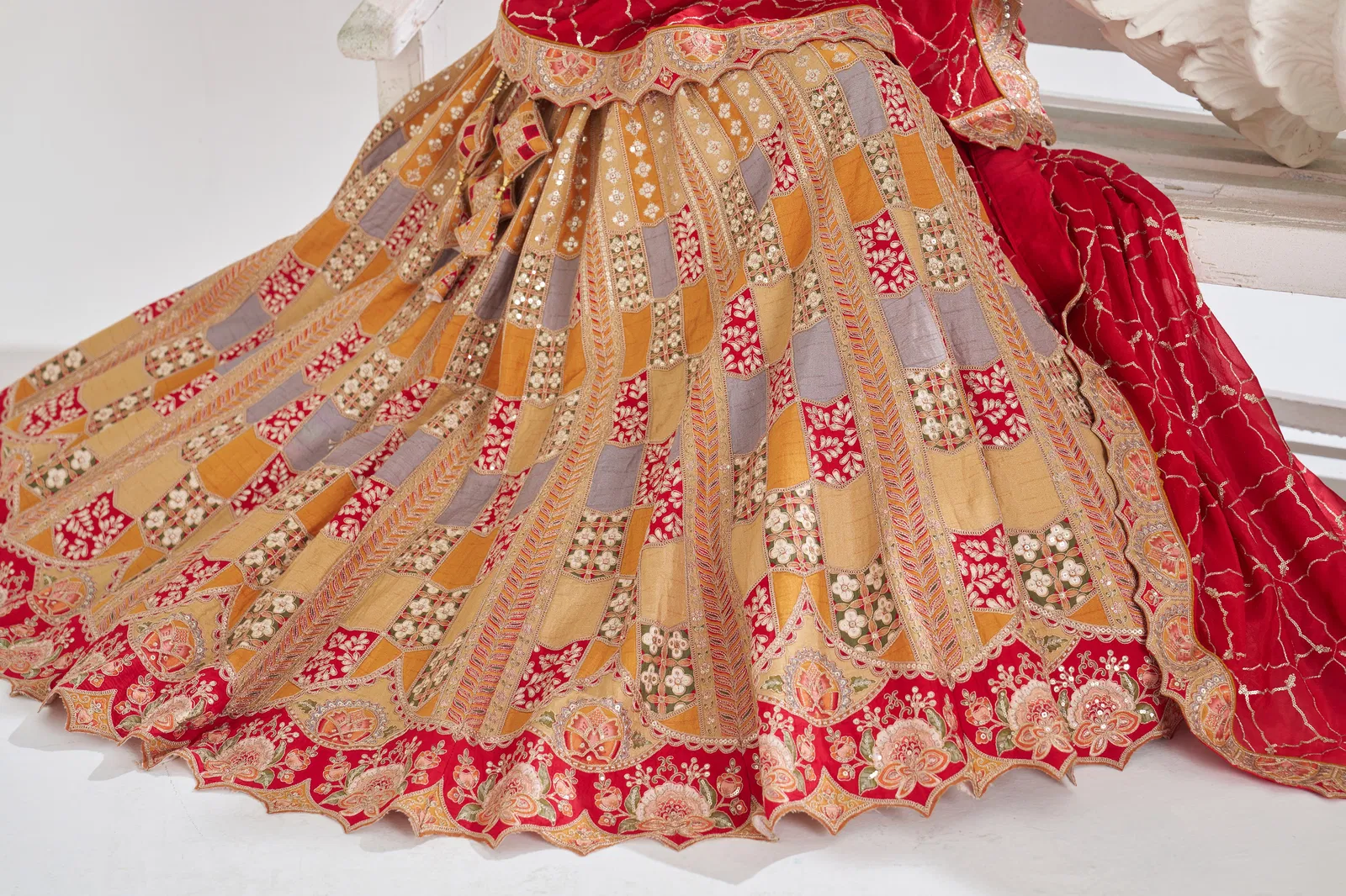 Kf 128 Mustard Dola Silk Party Wear Lehengas Suppliers In India
